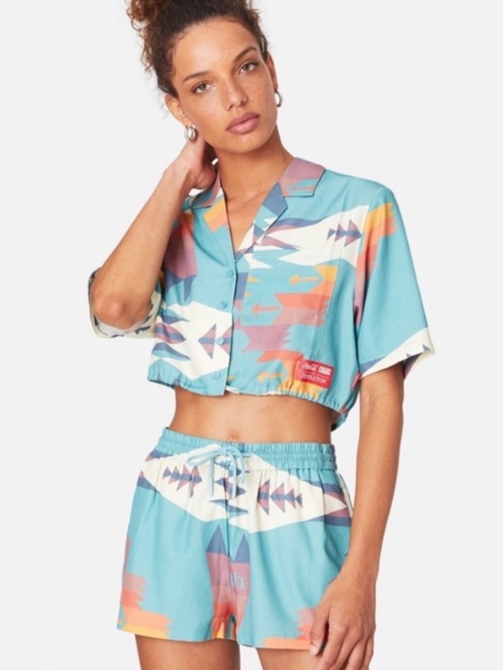 Kith x Pendleton x Coke Cropped Camp Collar New With Tag 🏷️ Teal Multi